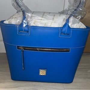 Dooney & Bourke royal blue large beacon zip tote bag BNWT